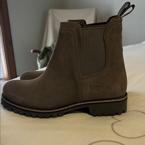 Chaco Suede Chelsea Boot in Taupe Brown